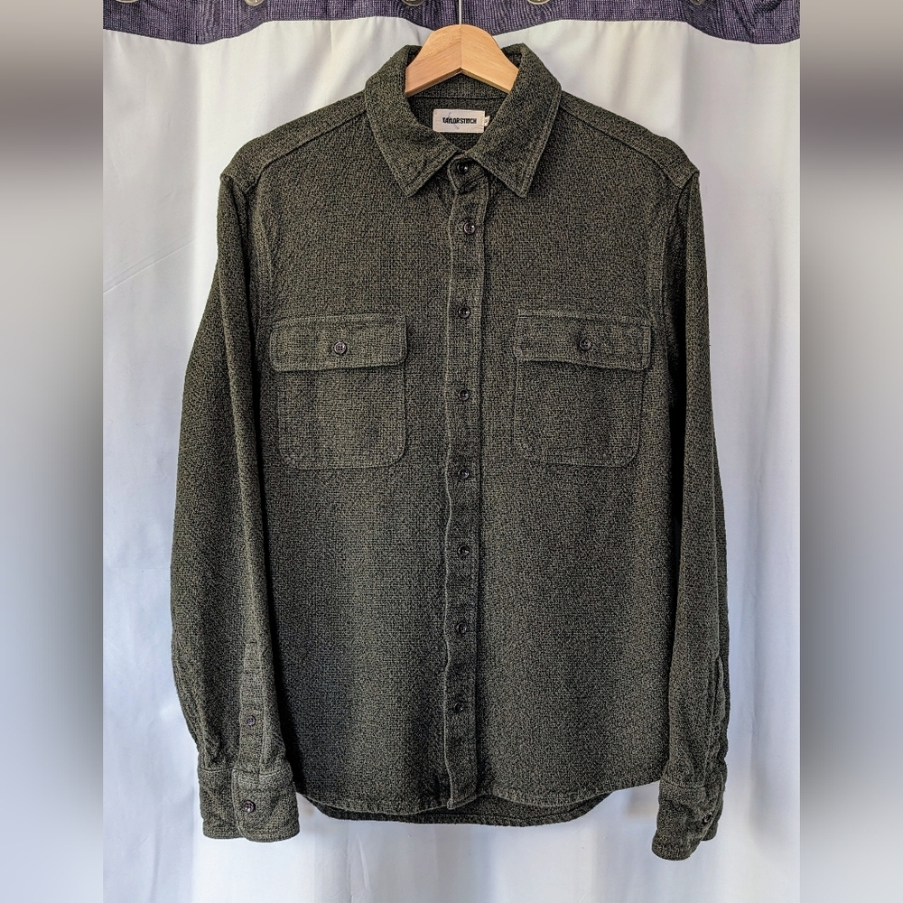 Taylor Stitch Heavy Weight Textured Green Button Down, Size 38